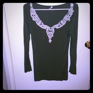 Long-sleeve olive green maternity blouse